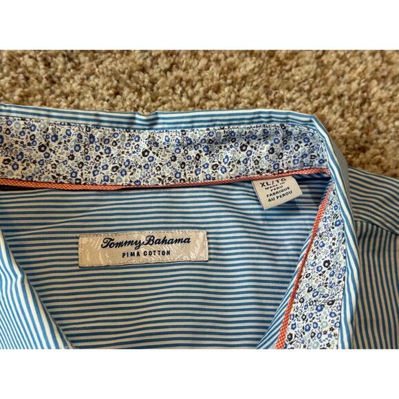 Tommy Bahama Long Sleeve button up; Fading blue pin stripes size XL, PIMA Cotton - Picture 3 of 12